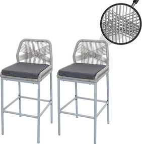 Stołek barowy MCW-O21 (zestaw 2 szt.),  jasnoszary, poduszka ciemnoszara