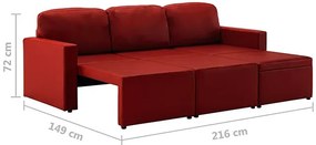 Rozkładana sofa modułowa bordowa - Odi 4Q