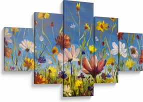 Malowany obraz kwitnącej łąki (125x70 cm)