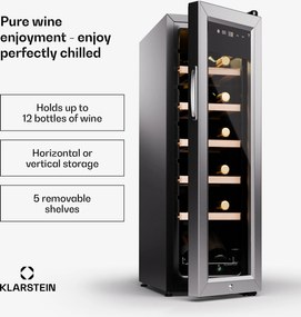 Klarstein Shiraz Premium Smart 25cm 12 Butelek Winiarka Wolnostojąca Srebrny