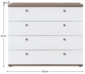 Komoda TEINA 4S, sosna canyon