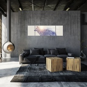 Obraz - Wilk arktyczny odzwierciedla dziki krajobraz (170x50 cm)