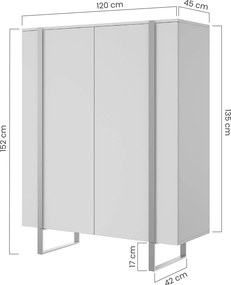 Komoda wysoka Verica 120 cm dwudrzwiowa - kaszmir / czarne nóżki