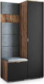 Masseno Garderoba LORI 95/181/51 cm Nowoczesna Szafa do Przedpokoju Dąb lefkas, MONOLITH 85 (Szary)
