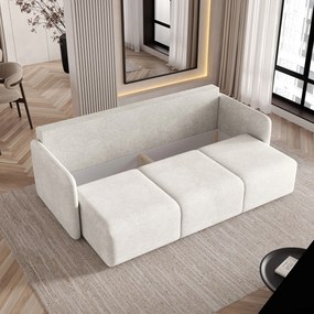 Masseno Sofa SUVI III z funkcją spania i pojemnikiem na pościel, Rozkładana sofa - Kremowy, NEVE 02
