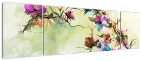 Obraz - malowidło pnącej się kwiaty (170x50 cm)