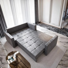 Masseno Narożnik LIRENO z funkcją spania i pojemnikiem na pościel Narozniki L, Rozkładana sofa - Brązowy, KRONOS 06