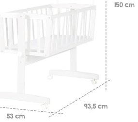 Biała kołyska na kółkach z baldachimem 40x90 cm Adam &amp; Eule – Roba