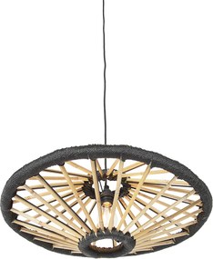 Orientalna lampa wisząca bambusowa z czarnym 60 cm - Evalin