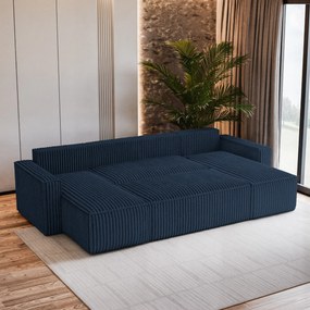 Masseno Narożnik PESANO z funkcją spania i pojemnikiem na pościel Narozniki U, Rozkładana sofa - Niebieski, TILIA 77