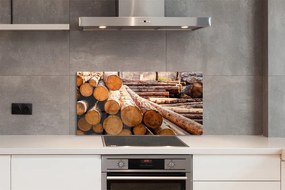 Szklany Panel Składowisko Drewnianych Bali