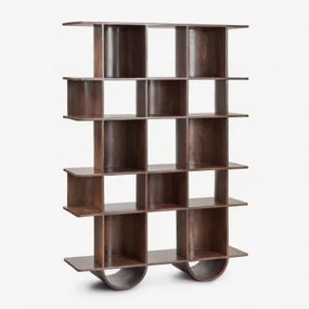 Regał 130x180 Cm Z Drewna Flin Ciemny Drewniany Uchwyt - Sklum