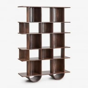 Regał ↑180 Cm Z Drewna Flin Ciemny Drewniany Uchwyt - Sklum