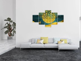 Obraz - Abstrakcja, złoty krajobraz (125x70 cm)