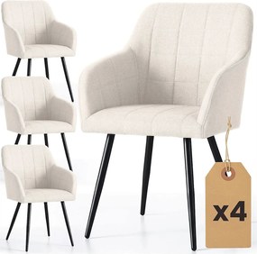 Zastaw 4 beżowych krzeseł tapicerowanych - Cormelis 3X