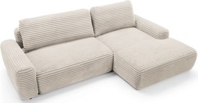 Kremowa sztruksowa kanapa narożna z pojemnikiem P7-D10