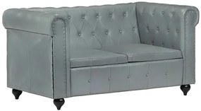 Skórzana 2-osobowa szara sofa w stylu Chesterfield - Clementine 2Q