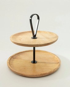 Patera drewniana dwupoziomowa Kabir 34x35 cm