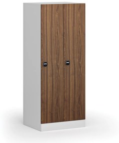 Szafa ubraniowa obniżona 2-drzwiowa, 1500 x 600 x 500 mm, zamek RFID, drzwi laminowane, drzwi laminowane, orzech