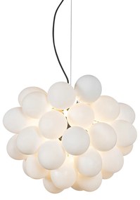 Lampa wisząca art deco czarna z opalowym szkłem 8-świateł okrągła - UvasDesignerski Oswietlenie wewnetrzne