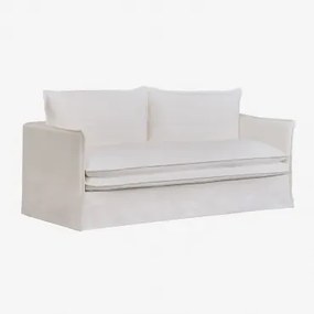 Sofa Grace 3-osobowa Z Lnu I Bawełny Tkaniny Distressed White - Sklum