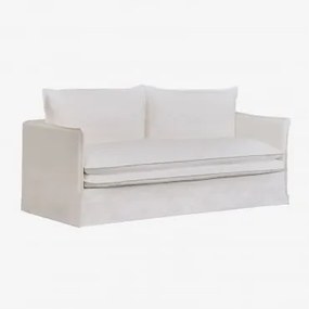 Sofa Trzyosobowa Z Lnu I Bawełny Grace Tkaniny Distressed White - Sklum