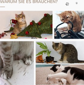 PawHut Drapak Sizalowy dla Kotów z Piłeczką 60cm Beżowy Dębowy Wytrzymały | Aosom PL