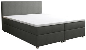 Zestaw łóżko kontynentalne z zagłówkiem + stelaż + materac + nakładka na materac - 140 x 200 cm - Tkanina - Antracytowy - ONAN marki YSMÉE