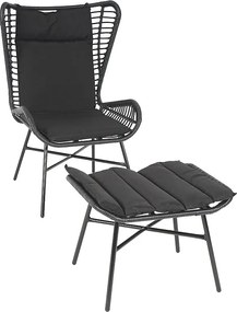 Zestaw polirattanowy MCW-G17b (2-częściowy),  antracyt, antracytowe poduszki