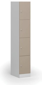 Szafka skrytkowa, 4 schowki, 1850 x 300 x 500 mm, demontaż, zamek cylindryczny, drzwi beżowe
