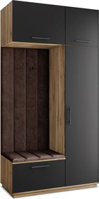 Masseno Garderoba REMA 120/240/60 cm Nowoczesna Szafa do Przedpokoju Dąb wotan, MONOLITH 29 (Brązowy)