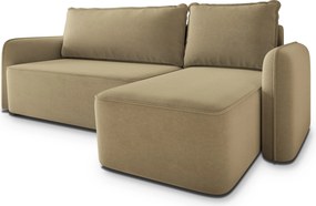 Masseno Narożnik DOLVER z funkcją spania i pojemnikiem na pościel Narozniki L, Rozkładana sofa - Musztardowy, CASTEL 48