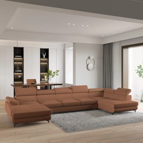 Masseno Narożnik MONTIVA z funkcją spania i pojemnikiem na pościel Narozniki U, Rozkładana sofa - Miedziany, QUELLE 54