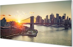 Panel szklany do Kuchni Wschód Słońca nad Mostem Rzecznym