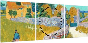 Obraz - Vincent van Gogh, Farmhouse in Provence, reprodukcje (z zegarem) (90x30 cm)