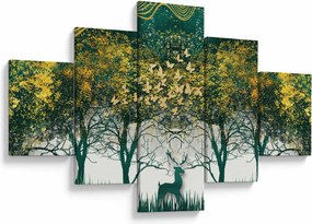 Obraz - Jelenie w zielonym lesie (125x70 cm)