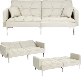 Sofa rozkładana MCW-K65,  tkanina/tekstylia kremowo-beżowy
