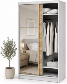 Szafa przesuwna Deverio 120/160/200 cm z lustrem lub bez biała szara dąb craft
