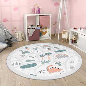 Jasnoszary dziecięcy dywan do zabawy odpowiedni do prania ø80 cm Dino Park – Mila Home