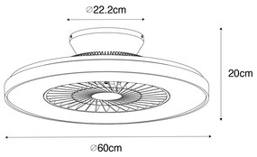 Inteligentny Wentylator sufitowy z lampą czarny z efektem gwiazdy, regulowany - Climo Nowoczesny Oswietlenie wewnetrzne