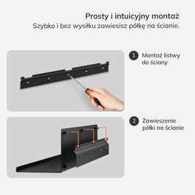 Półka wisząca JOANNE 700 mm, czarna