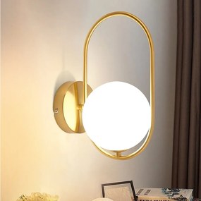 NETTLIFE Nowoczesna lampa ścienna wewnętrzna - złota szklana lampa G9 z metalowym wzorem Kinkiet łazienkowy Vintage Kreatywna lampka nocna