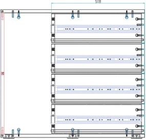 Kontener biurowy BLOCK, 400 x 800 x 710 mm, 4 szuflady, biały