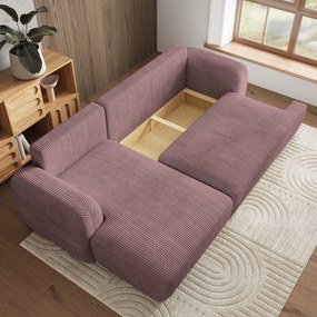 Masseno Narożnik MODENZA z funkcją spania i pojemnikiem na pościel Narozniki L, Rozkładana sofa - Wrzosowy, POSO 130