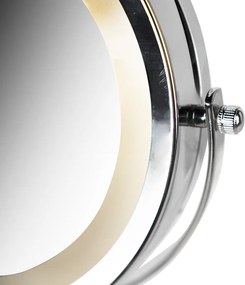 Designerskie lustro ścienne chrom z wbudowanym LED z możliwością ściemniania do ciepłego, regulowanego IP44 - Vicino