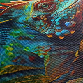 Obraz - Kolorowa iguana (z zegarem) (90x30 cm)