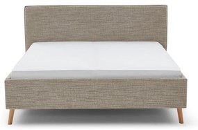 Beżowe tapicerowane łóżko dwuosobowe ze schowkiem i stelażem 180x200 cm Riva – Meise Möbel