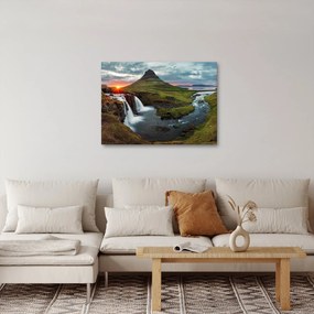 Obraz - Kirkjufell o zachodzie słońca (70x50 cm)