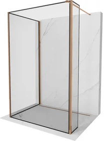 Mexen Kioto ścianka prysznicowa Walk-in 130 x 70 x 40 cm, czarny wzór, różowe złoto - 800-130-070-221-60-70-040