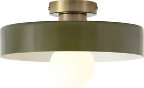 Retro lampa sufitowa brązowa z zielonym szkłem - Jina